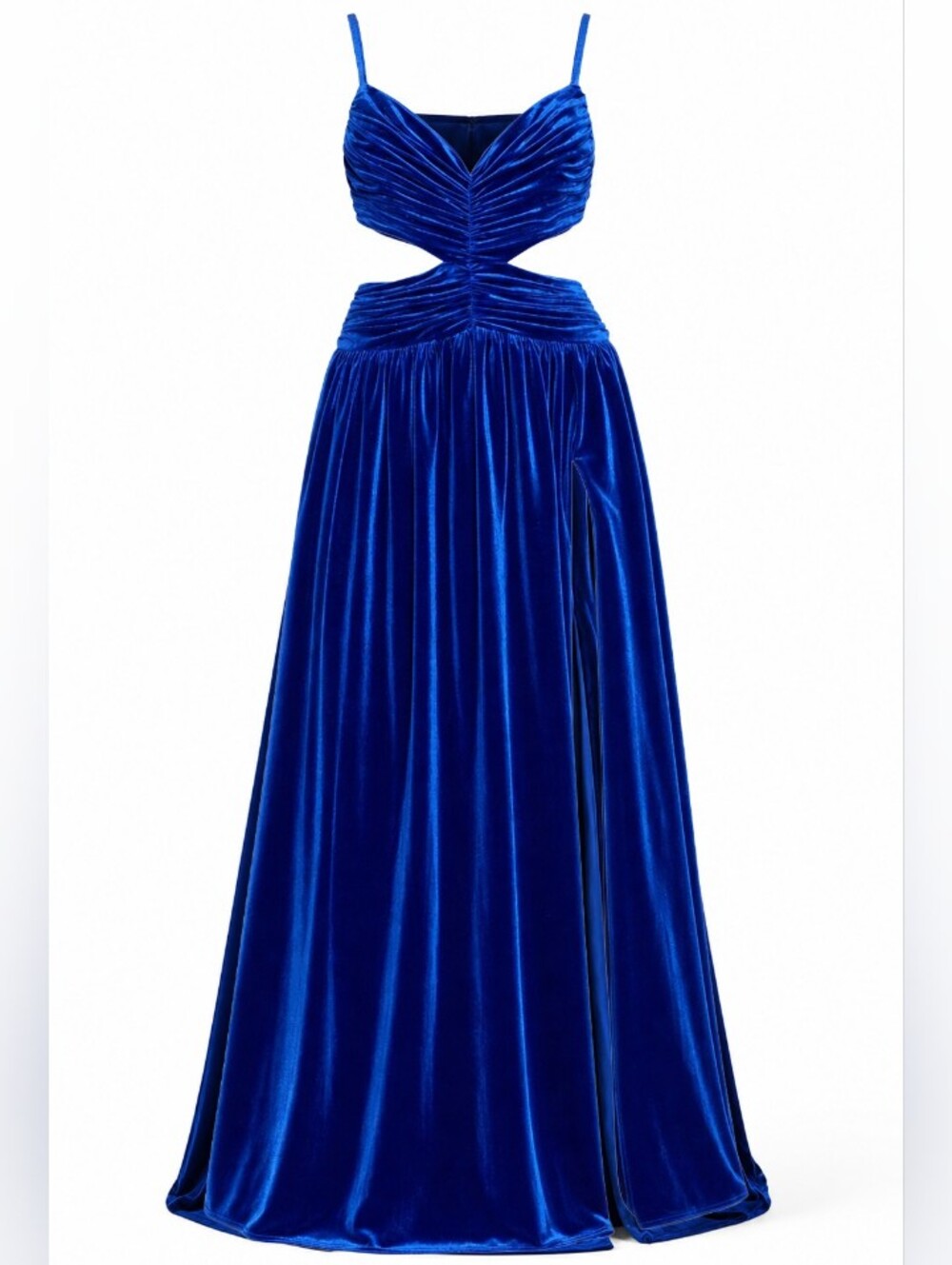 Royal Blue Velvet Cutout Formal Prom Dress